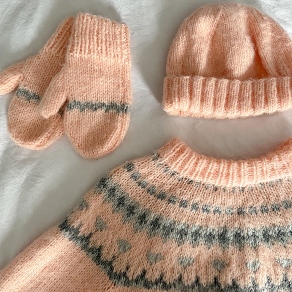 Hand Crafted Sweaters - Handmade Sweater, Hat and Mittens Set